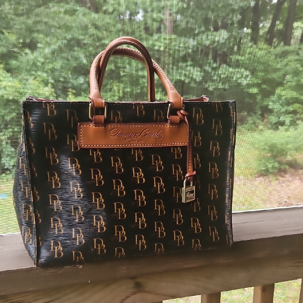Dooney & Bourke Black and Tan Logo Tote